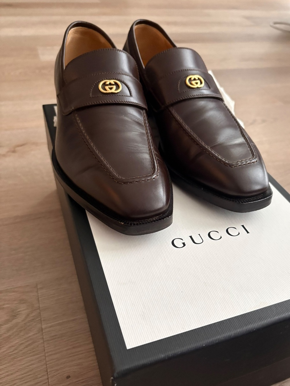 Gucci Men's Brown Leather Horsebit Loafers
